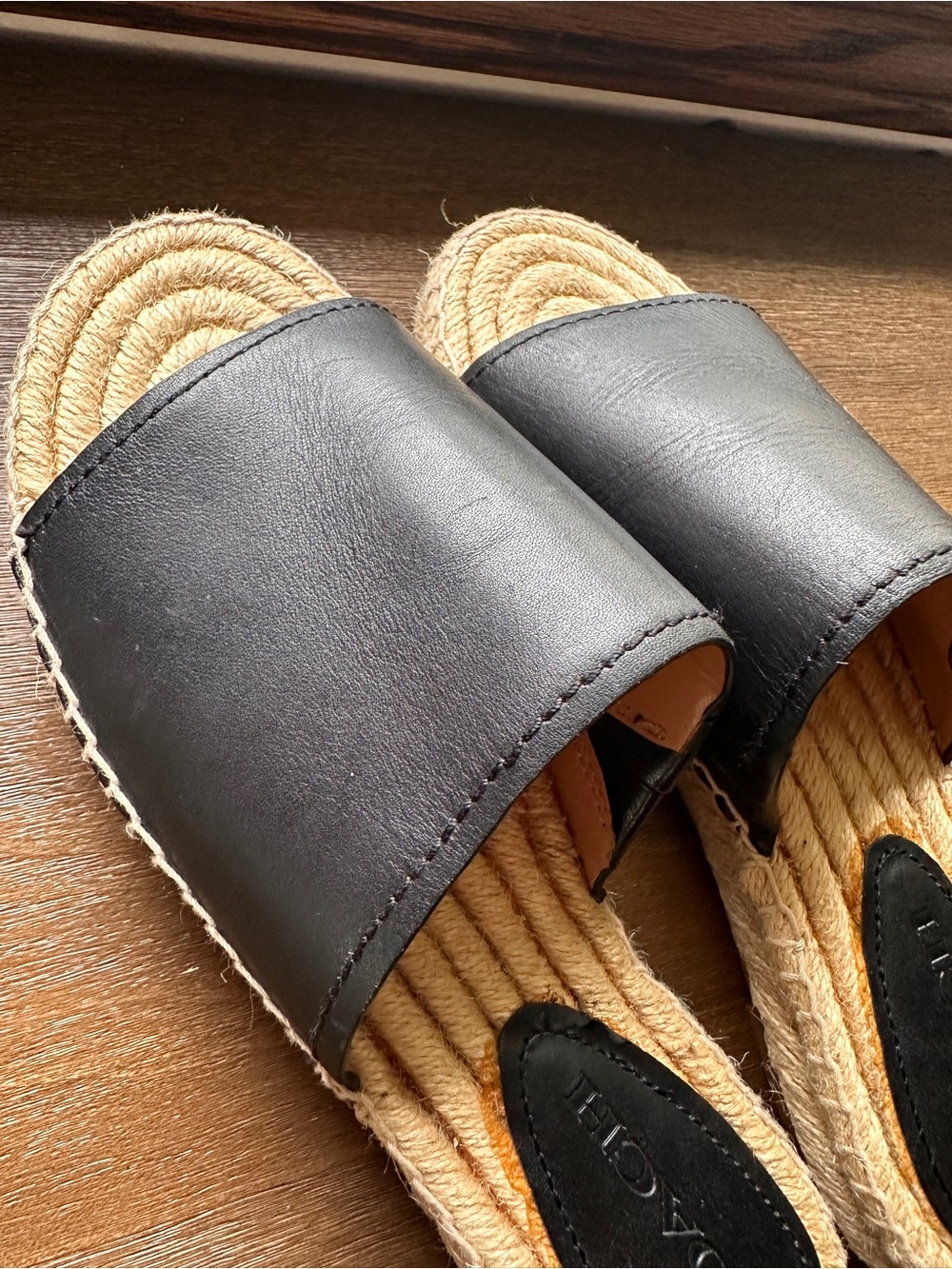 Coach Claudia Black Leather Slide Espadrille Open Toe Sandals Size 7.5 - Picture 4 of 9